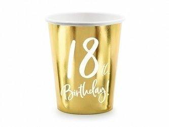 18th Birthday cups, gold, 220 ml