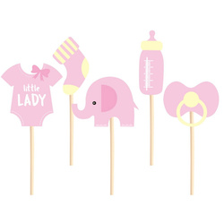 Baby shower toppers for girls, elephant 5 pcs