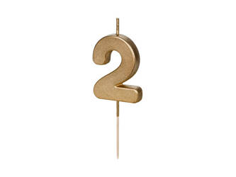 Birthday candle 2, gold, 5,5cm