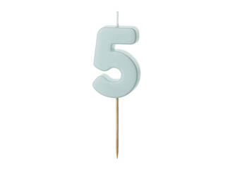 Birthday candle 5, bright blue, 5,5cm