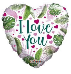 Eco balloon foil heart, I love you, 46 cm