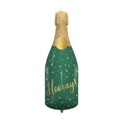 Foil balloon Champagne bottle Hooray! 96cm