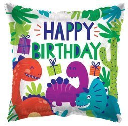 Foil balloon Happy Birthday dinosaurs, 46 cm