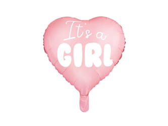 Foil balloon Heart Pink - It's a girl, 45cm