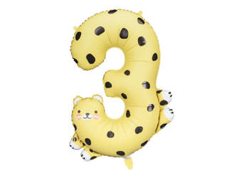 Foil balloon Number 3 - Cheetah, 98 cm