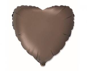 Foil balloon brown, heart, 45cm, Flexmetal