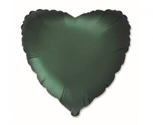 Foil balloon dark green, heart, 45cm, Flexmetal