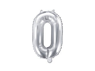 Foil balloon digit 0, 35cm, silver