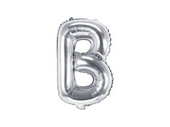 Foil balloon letter B, 35cm, silver