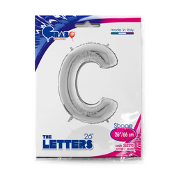 Foil balloon letter C, 66cm, silver