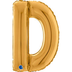 Foil balloon letter D, 66cm, gold
