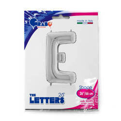 Foil balloon letter E, 66cm, silver