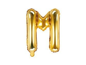 Foil balloon letter M 35cm, gold