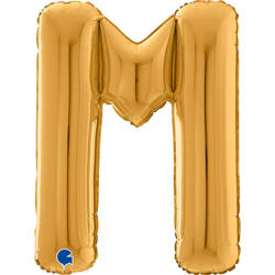 Foil balloon letter M, 66cm, gold