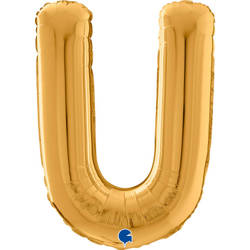 Foil balloon letter U, 66cm, gold