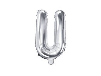 Foil balloon letter u 35cm, silver