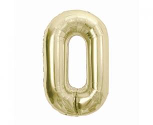 Foil balloon, number 0, gold, champagne, 85 cm.