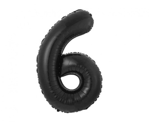 Foil balloon, number 6, matt black, 85 cm.