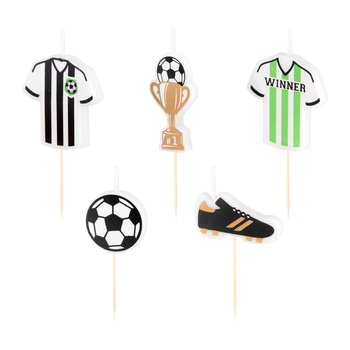 Football birthday candles, 5 pcs