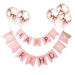 Garland Birthday - HAPPY BIRTHDAY banner, pink
