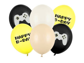 Happy B-day Balloons with Prints, 6 pcs
