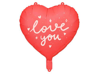 I love you heart foil balloon, red 45 cm
