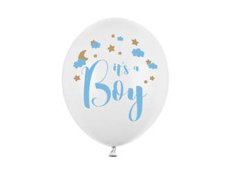 Latex balloons It's a Boy, Pastel Pure White, 30cm, 6 pcs.