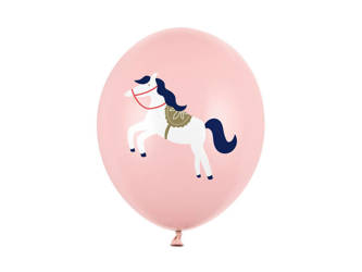 Latex balloons pony, pastel pink 30cm, 6 pieces
