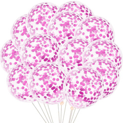 Latex balloons with dark pink confetti, 30cm, 100 pcs.