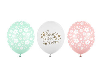 Love you mom latex balloons Mother's Day, flowers 30 cm, 50 pcs