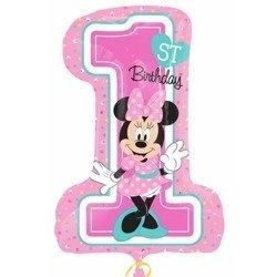 Number 1 on the foil balloon roczek Pink 71 cm - Minnie