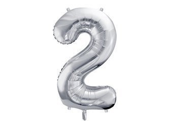 The number 2 Foil balloon, 86cm, silver