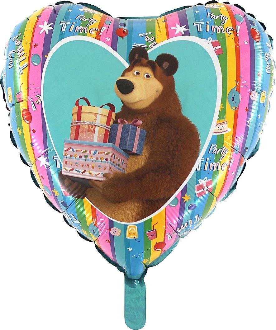 Foil Balloon Masha and the Bear with gifts 46 cm Grabo Heart