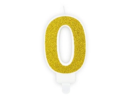 0 digit birthday candle, gold