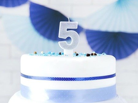 5 digit birthday candle, silver