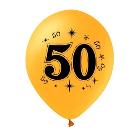 A set of balloons for 50th birthday, black and gold, 30cm, 10pcs