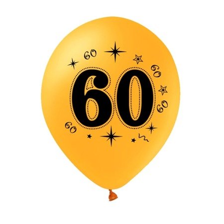 A set of balloons for 60th birthday, black and gold, 30cm, 10pcs