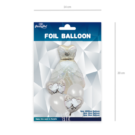 A set of balloons for a wedding dress with a bride dress, 5 el.