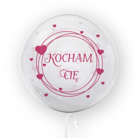 A transparent balloon with print I love you, pink 45cm