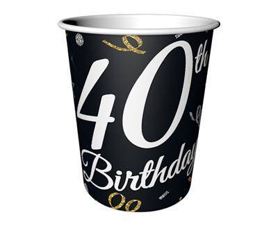 B & C 40 Birthday paper cups, 40th birthday, 6 pcs