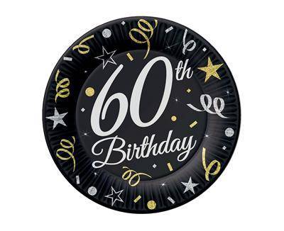 B & C 60 Birthday paper plates, 18 cm / 8 pcs