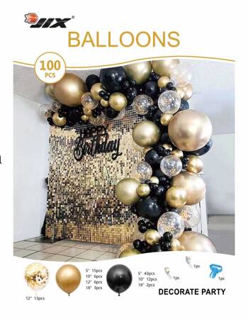 Balloon garland, black and gold set, 103 el.