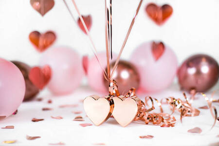 Balloon weight - double rose gold hearts, 137g