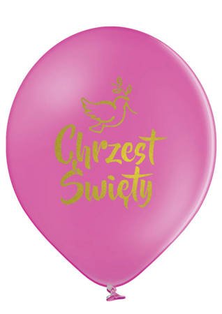 Balloons for the baptism of Holy Fuchsia, golden print 30cm, 5 pcs.