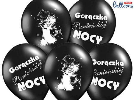 Balloons of the fever of the night, black, 30cm, 6 pcs