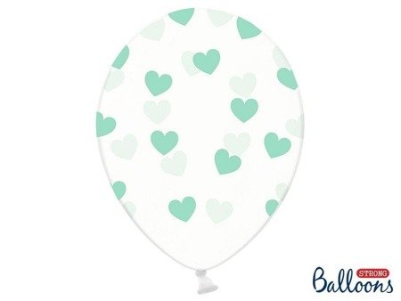 Balloons-transparent Mint Hearts Crystal Clear 30cm (1 op. / 6 pcs.)