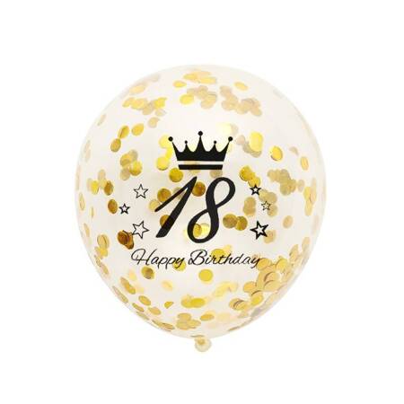 Balloons with gold confetti, 18th birthday, 30cm, 100pcs