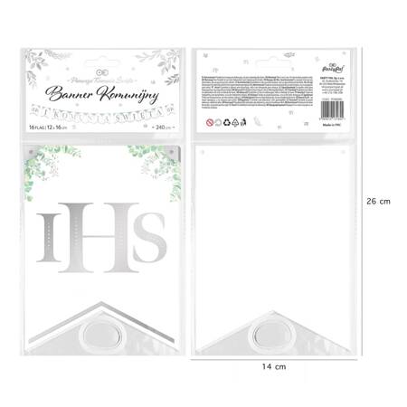 Banner for First Communion in white-silver color, 240cm