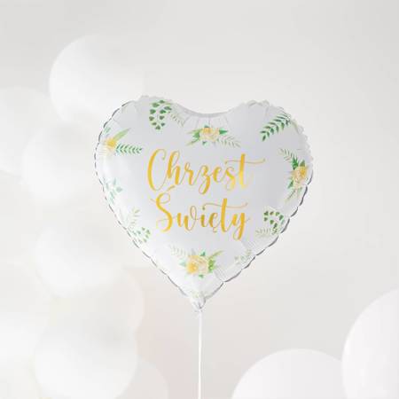 Baptism foil balloon, white-green 45 cm