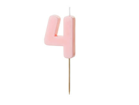 Birthday candle 4, pink, 5,5cm